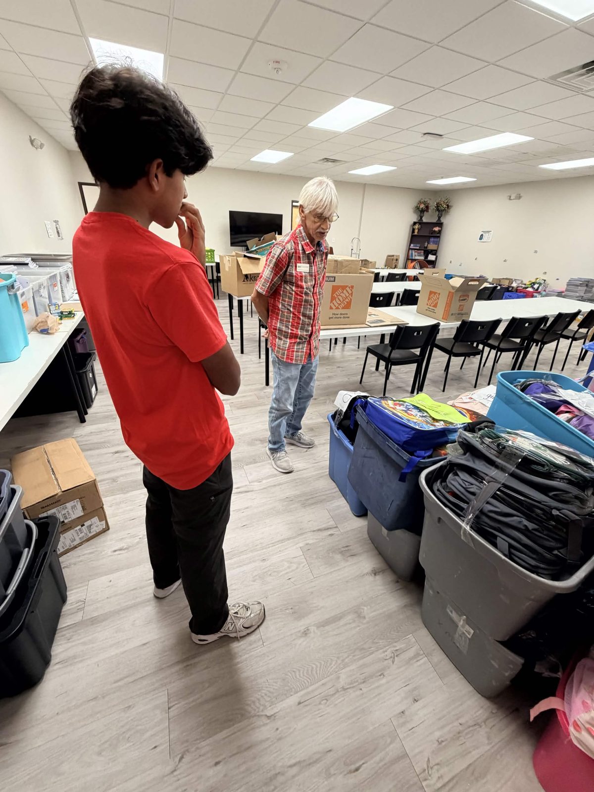 Volunteers with kits