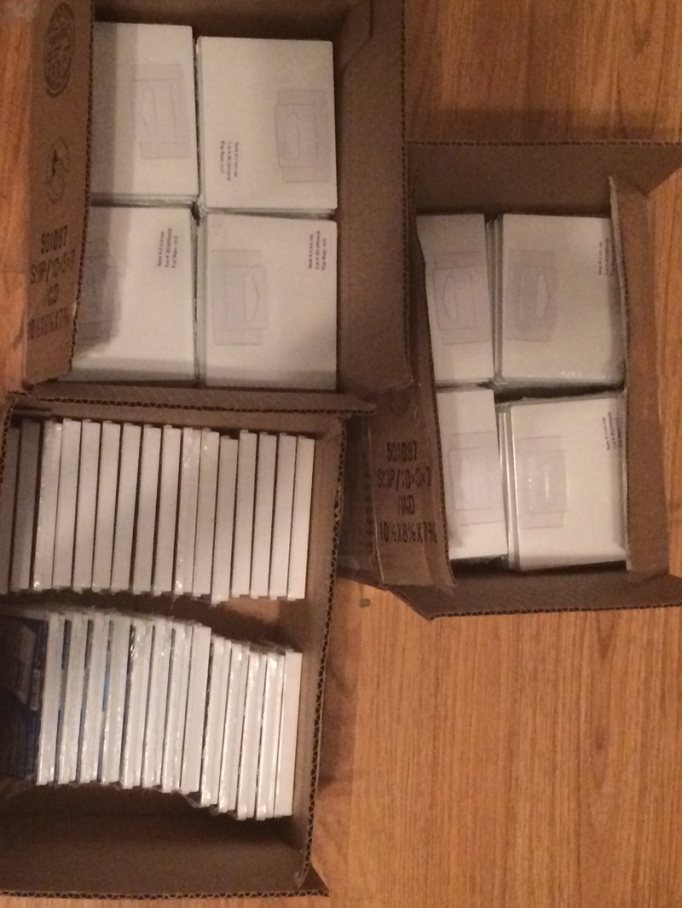 Boxes of fully-stocked first-aid kits ready for distribution